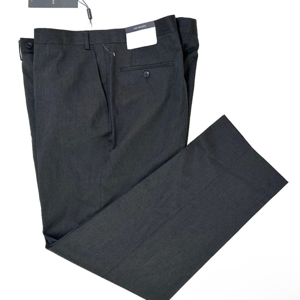 Van Heusen 40 x 32 Dark Gray Manvell Suit Separates Regular Fit Dress Pants - Picture 4 of 10